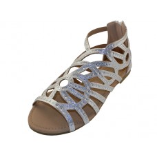 G7602C-S - Wholesale Youth's "Easy USA" Rhinestone Top Gladiator Sandals (*Silver Color)